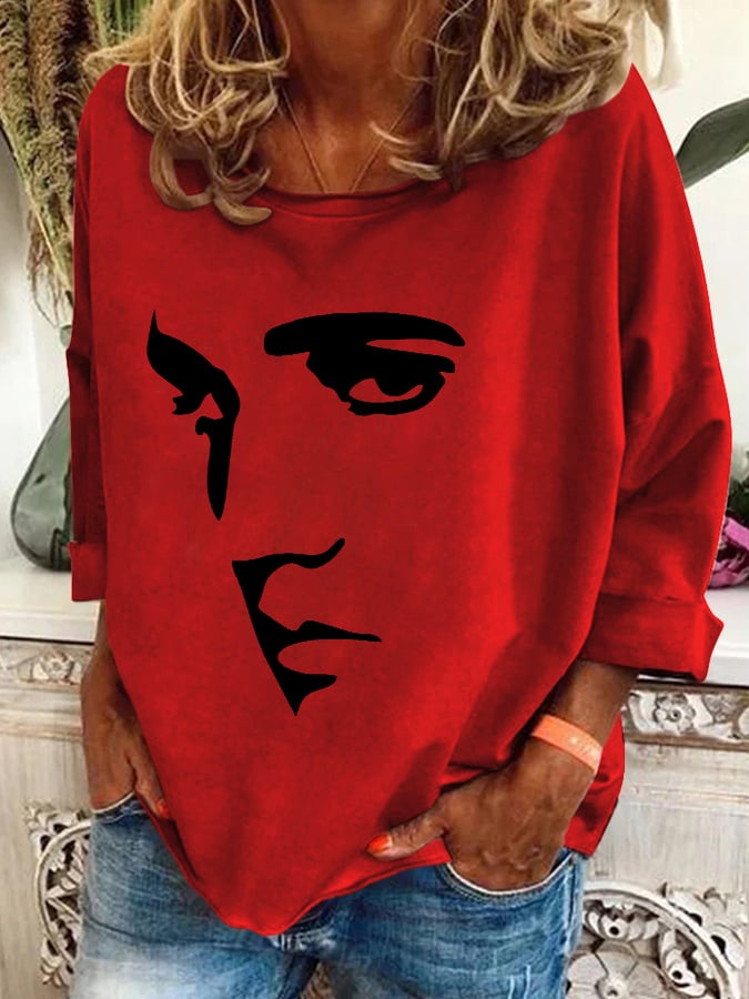Retro King Of Rock Roll Print Sweatshirt