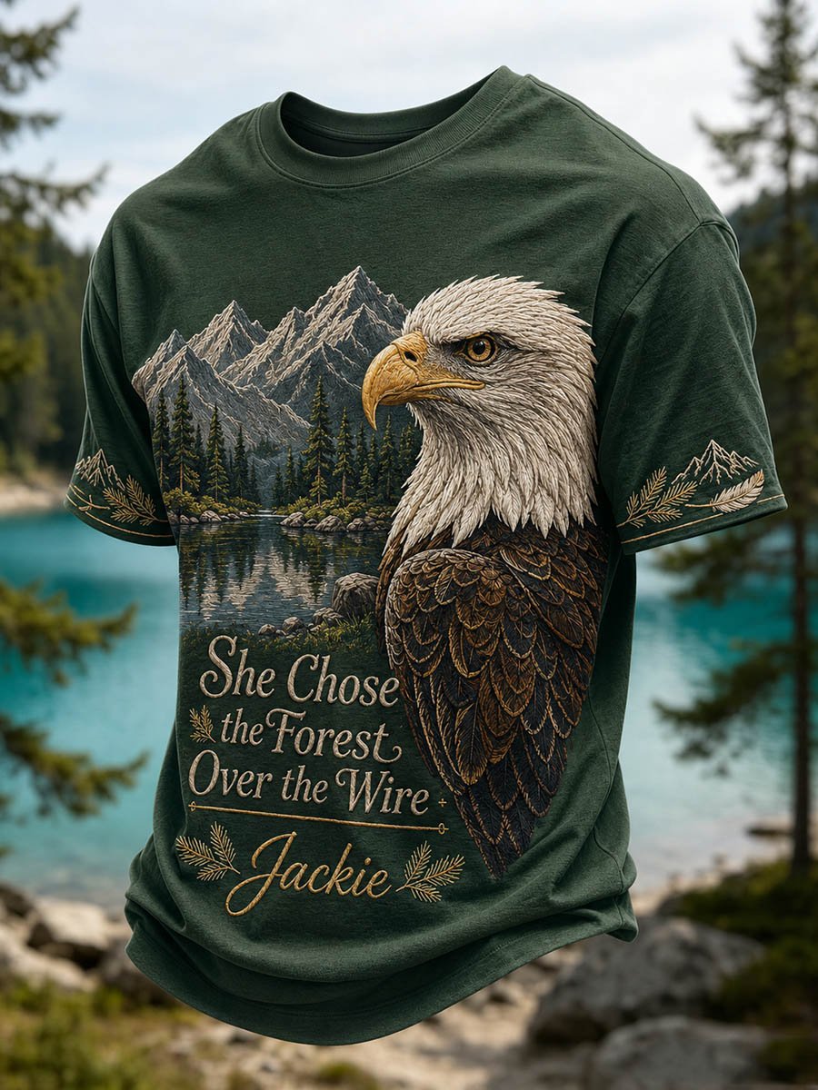Men'S Casual Bald Eagle "Jackie" Print T-Shirt