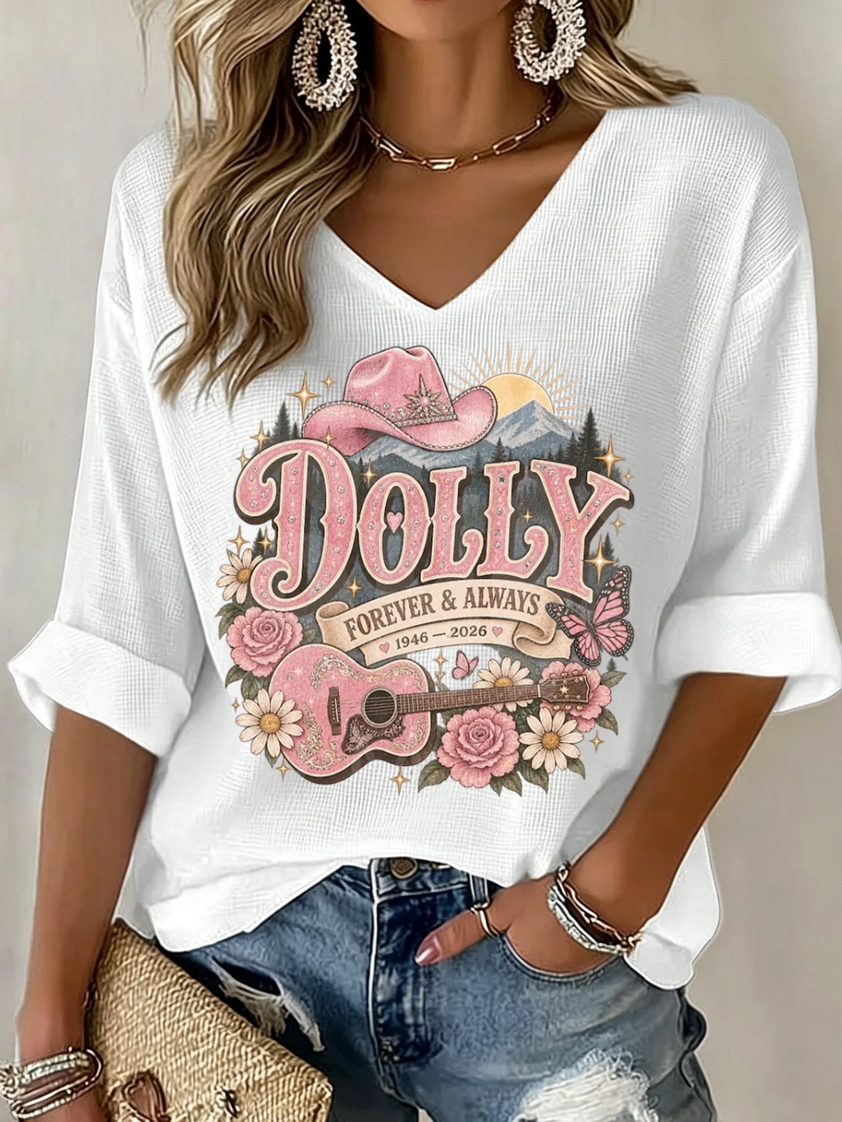 Women's Dolly Parton Memorial Print T-shirt
