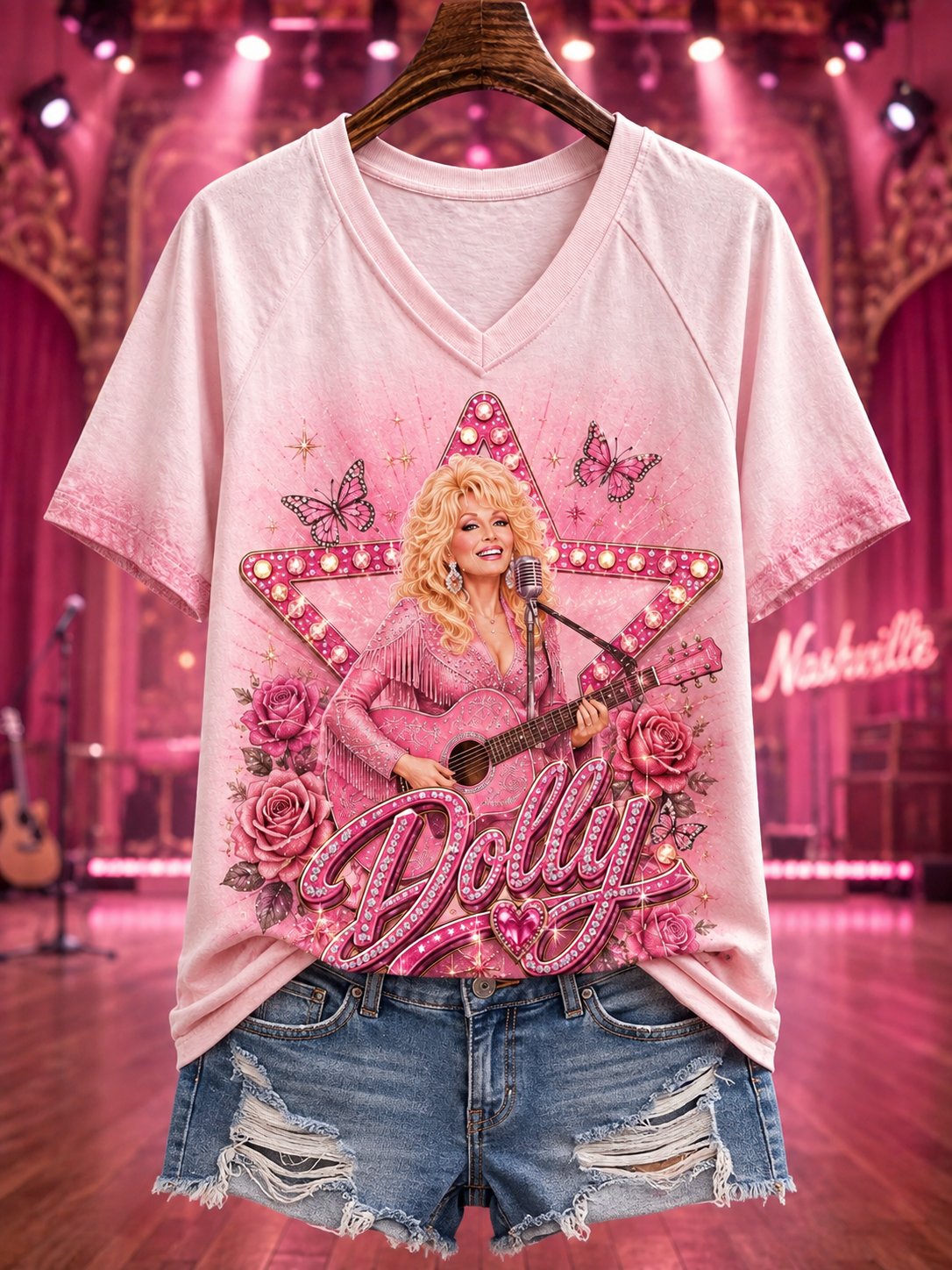 Women's Printed Tโshirt, Tribute to Country Music Legend Dolly Parton