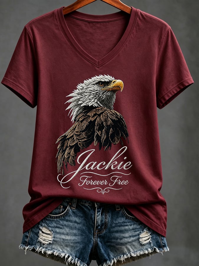 Women's Casual Bald Eagle "Jackie" Print Top