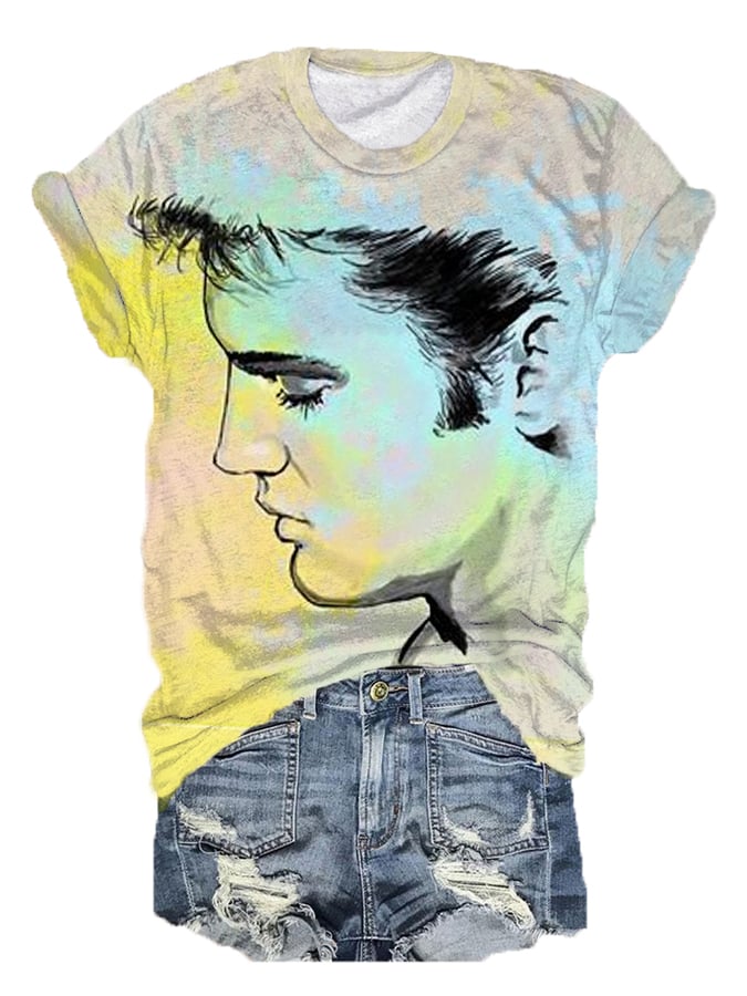 Women's Watercolor Legendary Actor Singer Print Tee
