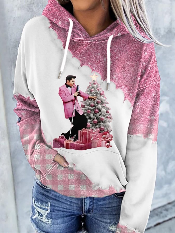 Women's Plaid Gradient Print Casual Hoodie