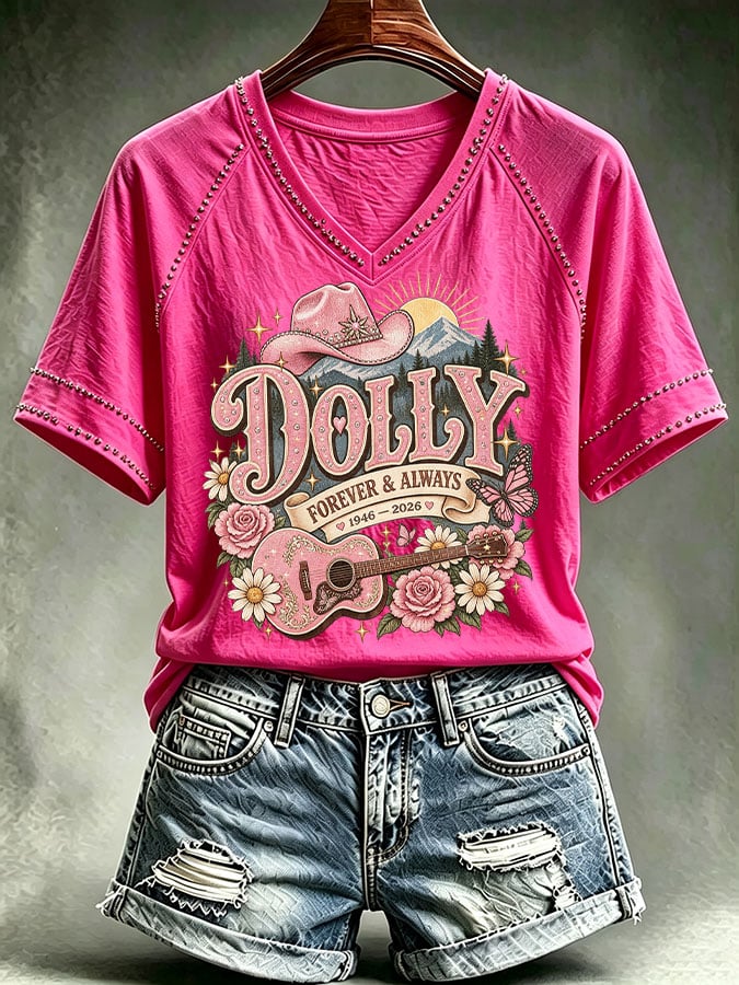 Women's Country Music Legend Tribute Print Casual T-shirt