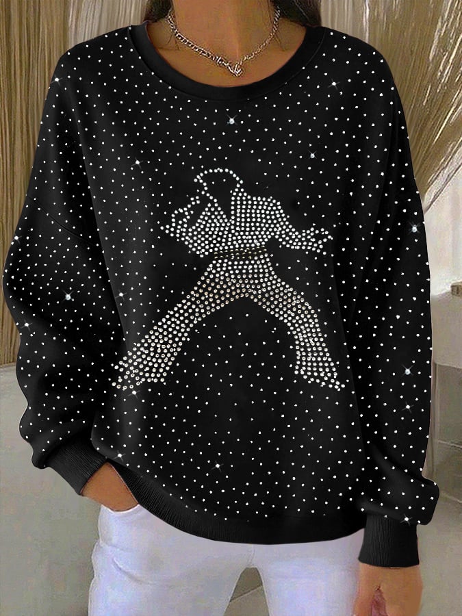 Women's King Of Rock Roll Printed Rhinestone Sweatshirt