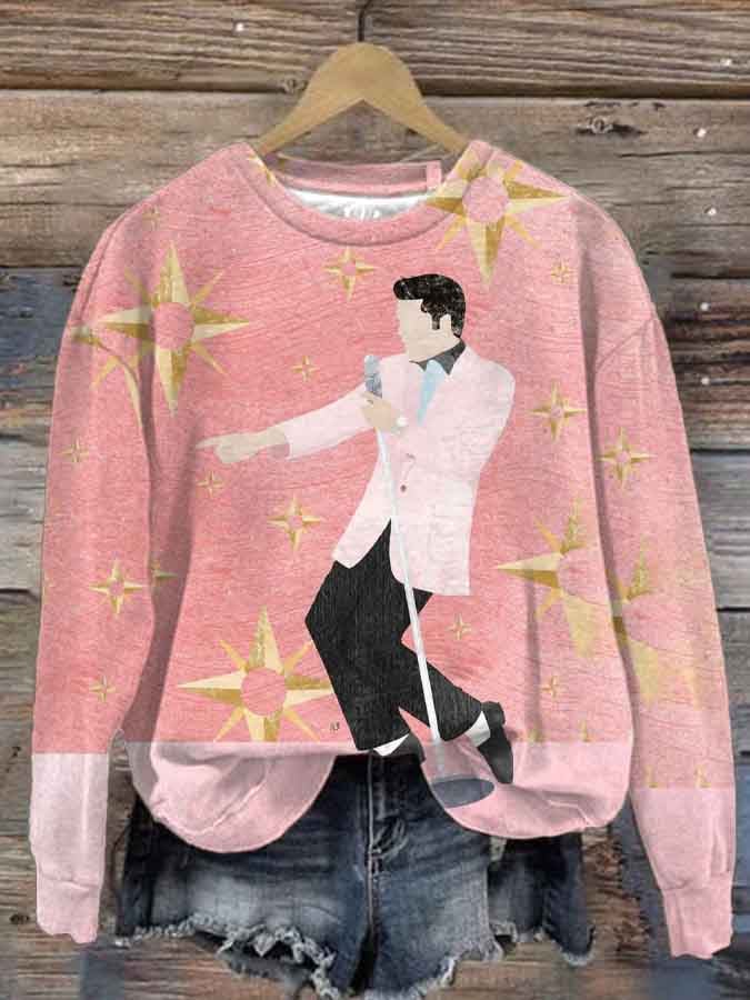 Women's Vintage Art Printed Round Neck Sweatshirt