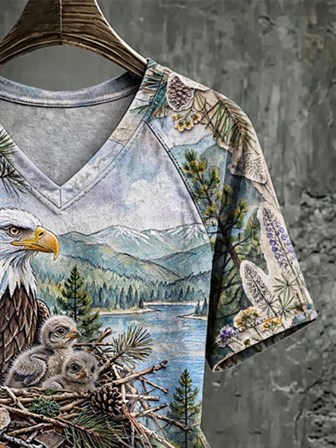 V Neck Retro Jackie & Shadow · Big Bear, California · 2026 (Big Bear Valley · Nest · Elevation 6,750 Ft Print T-Shirt