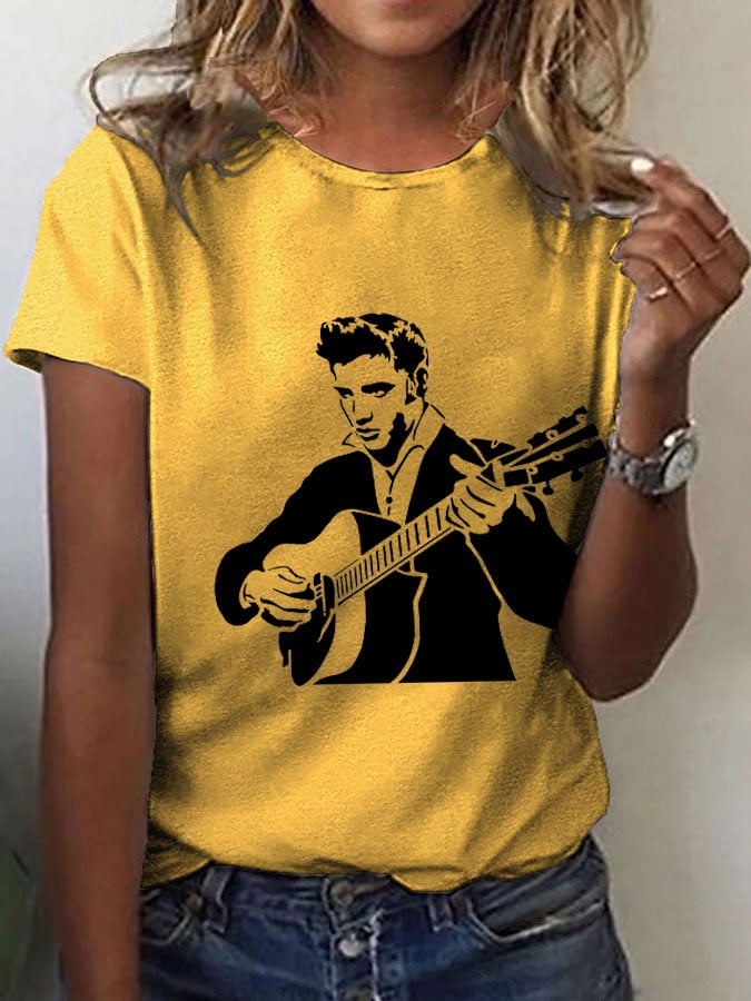 Women's Retro Music Star Print T-Shirt