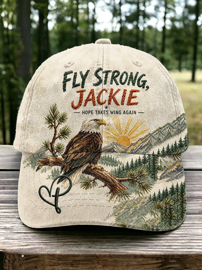 Retro Jackie Fly Strong, Hope Takes Wing Again Print Baseball Cap