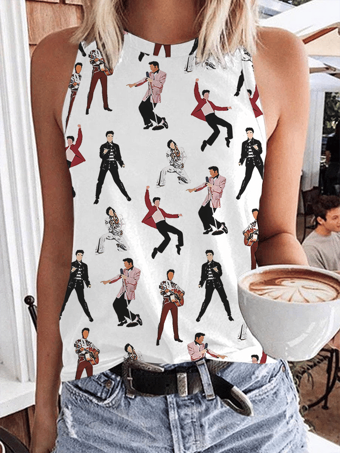 Women's music singer printed vest