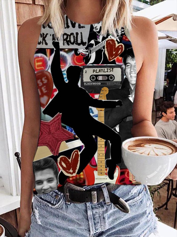 Women's Fashion Music Print Tank Top