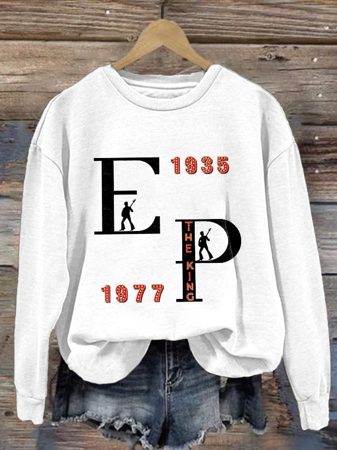 Retro King Of Rock Roll 1935-1977 Print Sweatshirt