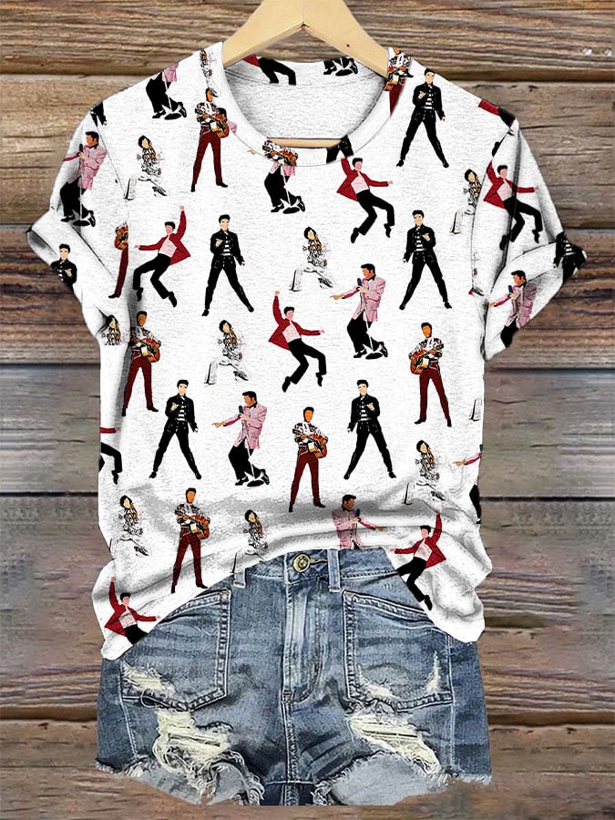 Women's Music Singer Printed Casual T-shirt