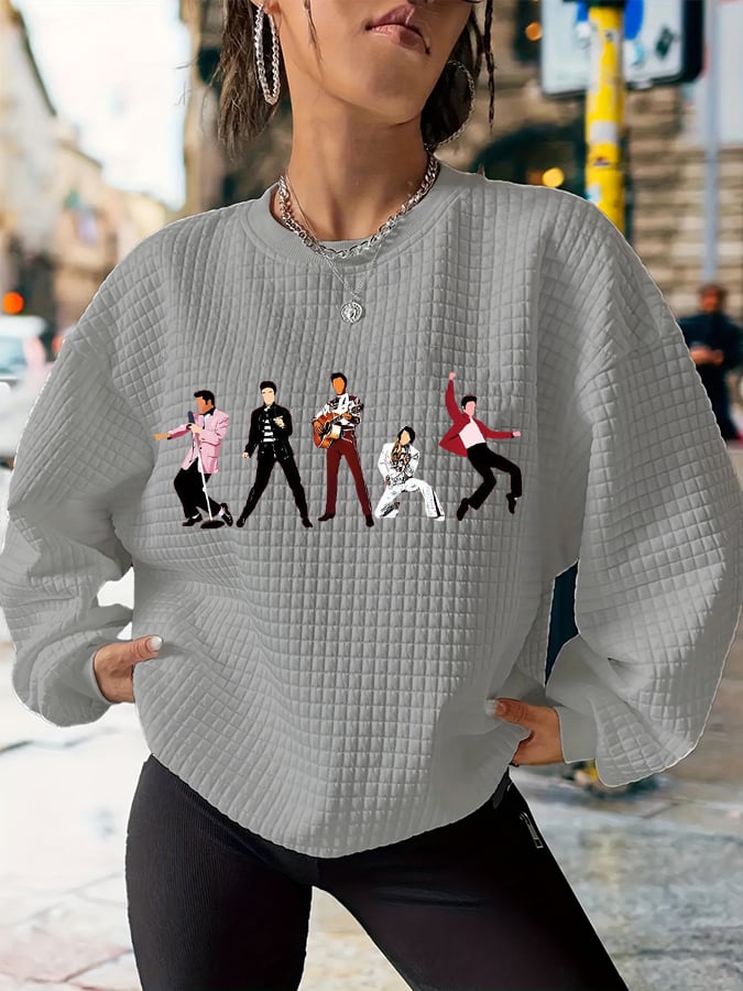 Women's Superstar Print Waffle Sweatshirt