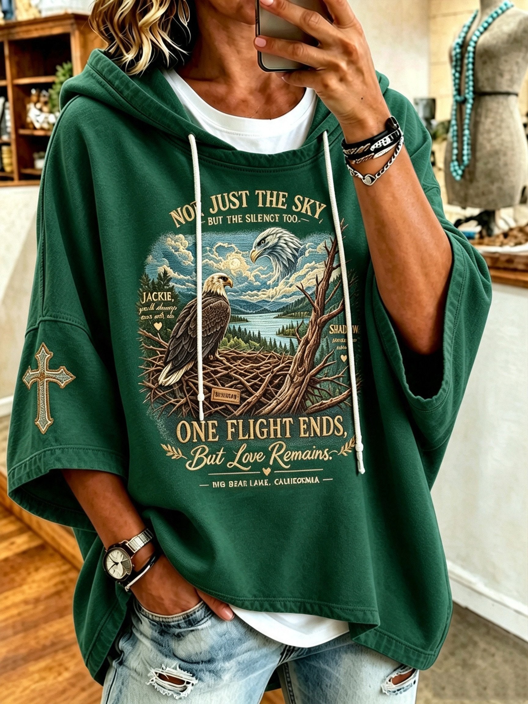 Women'S Casual Bald Eagle "Jackie" Print Top