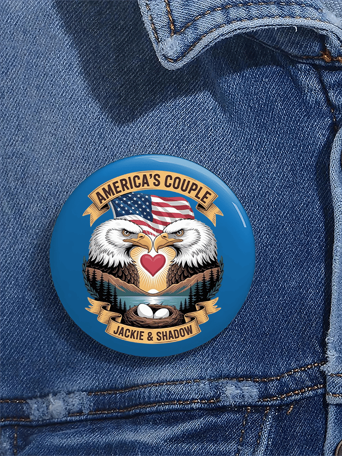 Unisex Retro America's Couple Jackie & Shadow Pin-Back Button