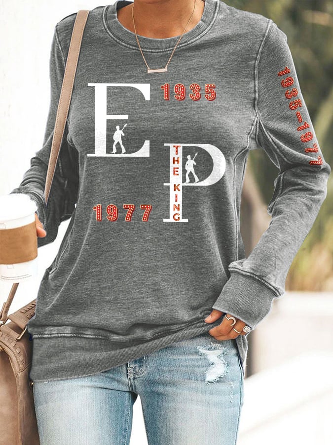 Retro King Of Rock Roll 1935-1977 Print Sweatshirt