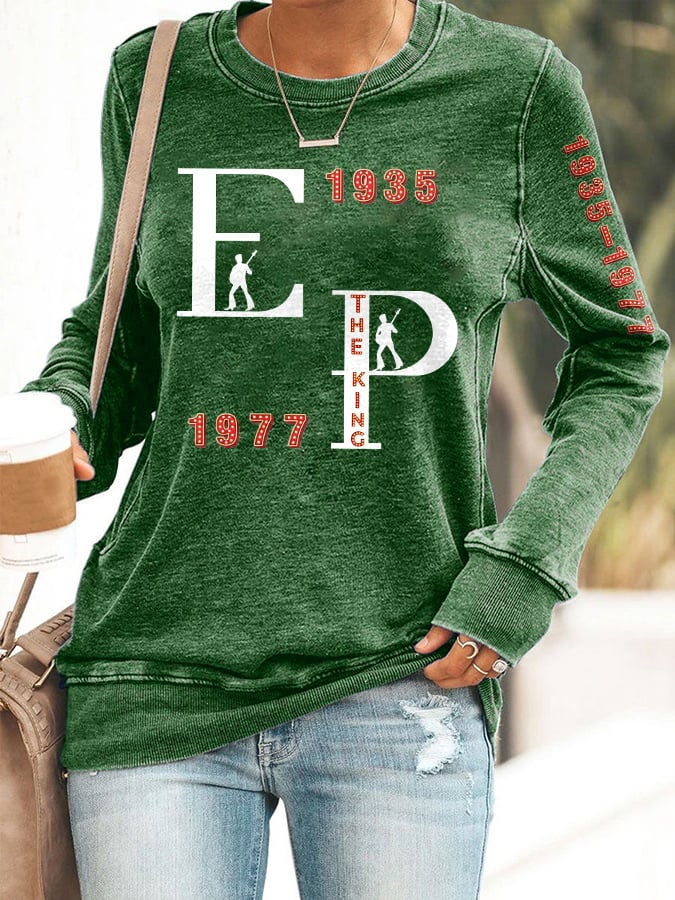 Retro King Of Rock Roll 1935-1977 Print Sweatshirt