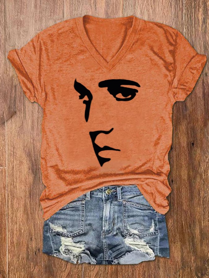 Women's Silhouette Print Souvenir V-Neck T-Shirt