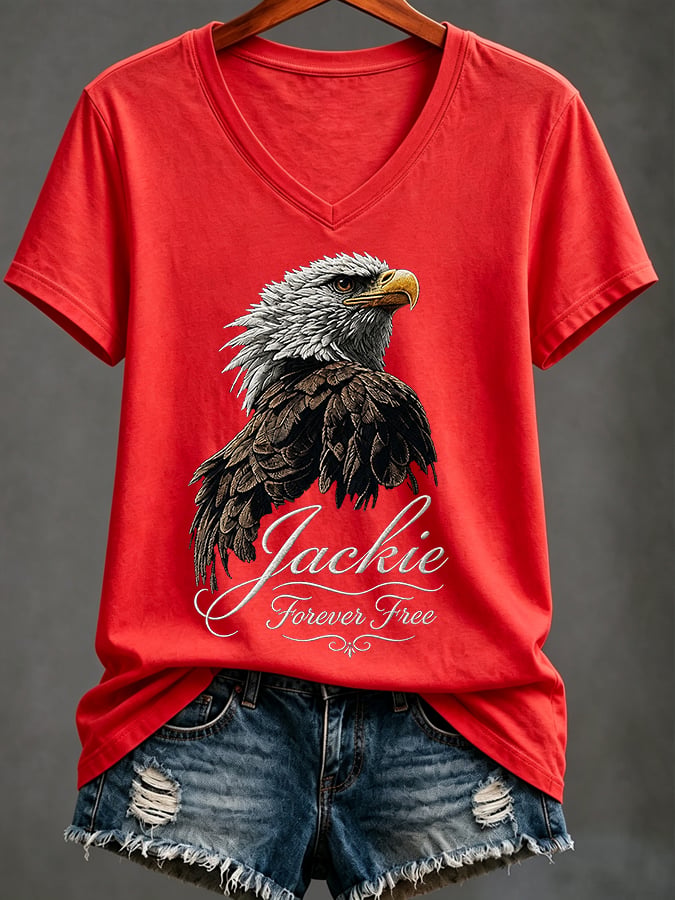 Women's Casual Bald Eagle "Jackie" Print Top