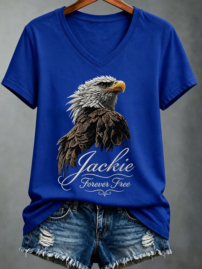 Women's Casual Bald Eagle "Jackie" Print Top