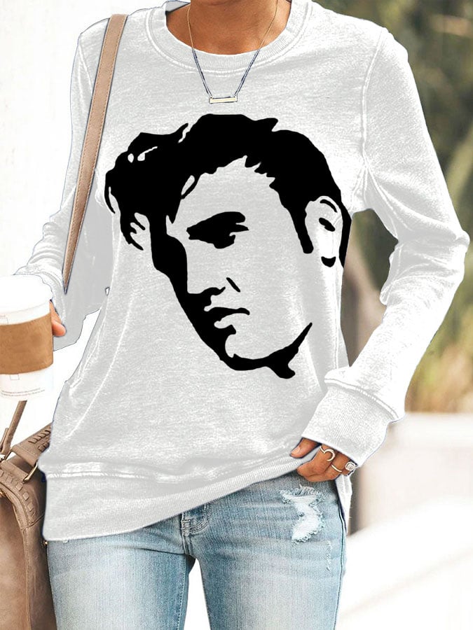 Women's Vintage Printed Round Neck Casual Sweatshirt