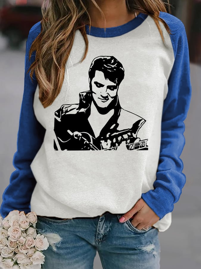 Retro King Of Rock Roll Print Sweatshirt