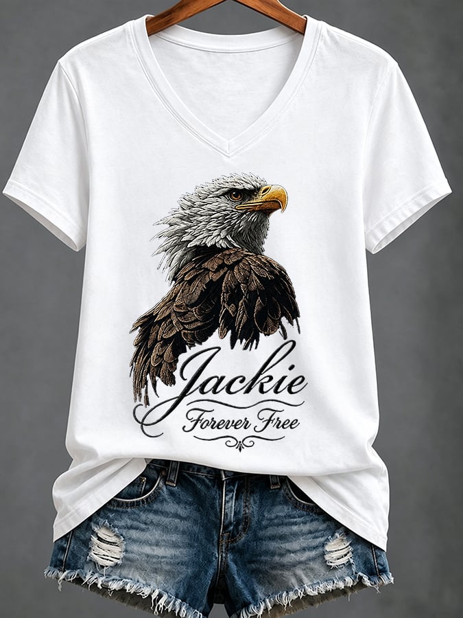 Women's Casual Bald Eagle "Jackie" Print Top