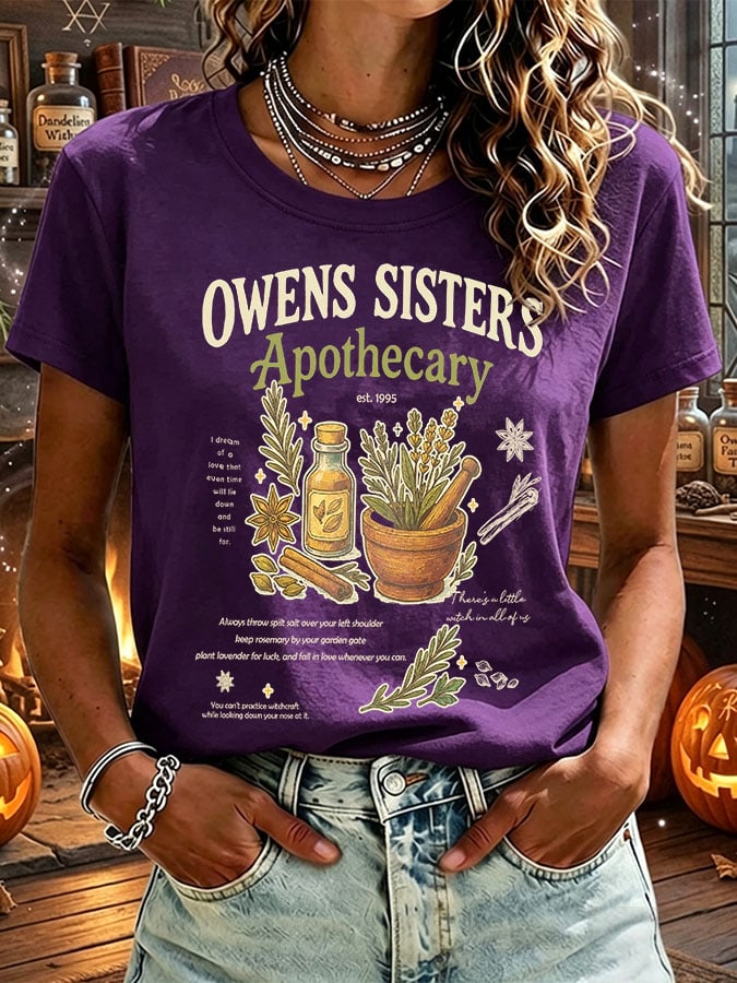 Women's Owens Sisters Apothecary Witch Print Casual T-shirt