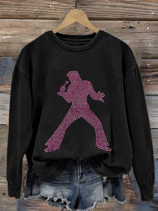 Women's Retro King Of Rock Roll Print Sweatshirt