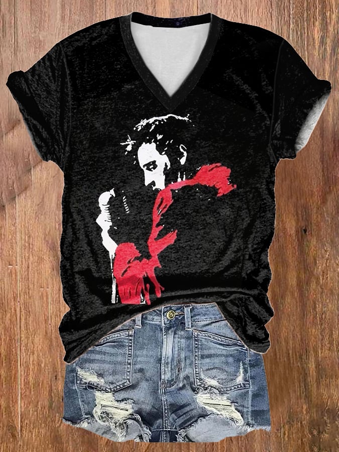 Women's Retro King Of Rock Roll Print T-Shirt