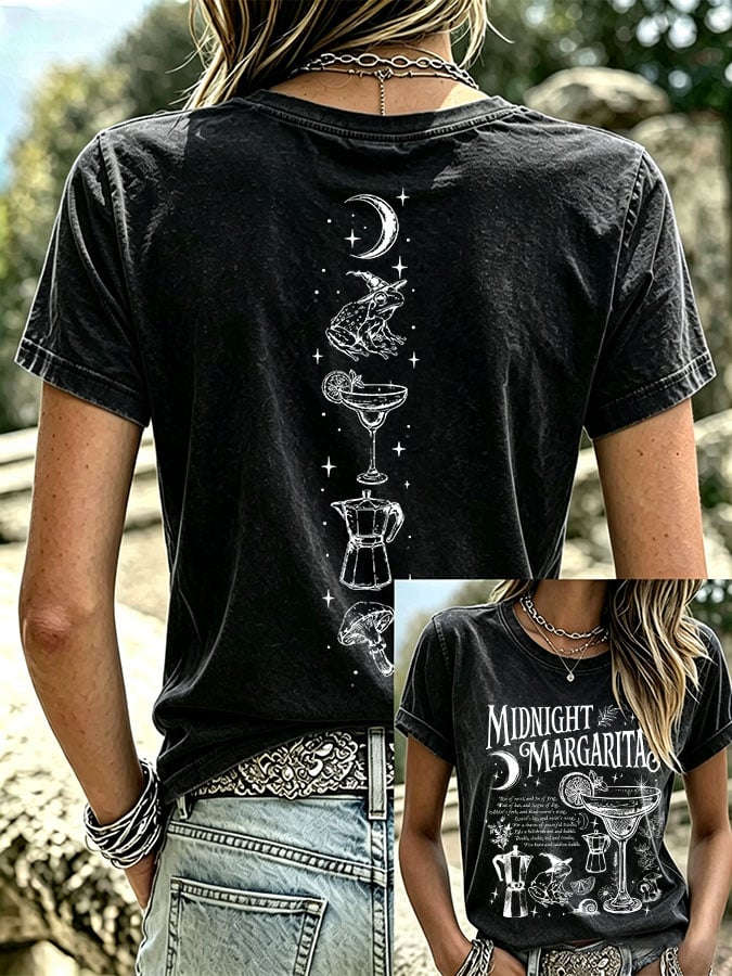 Women's Midnight Margaritas Print Casual T-shirt