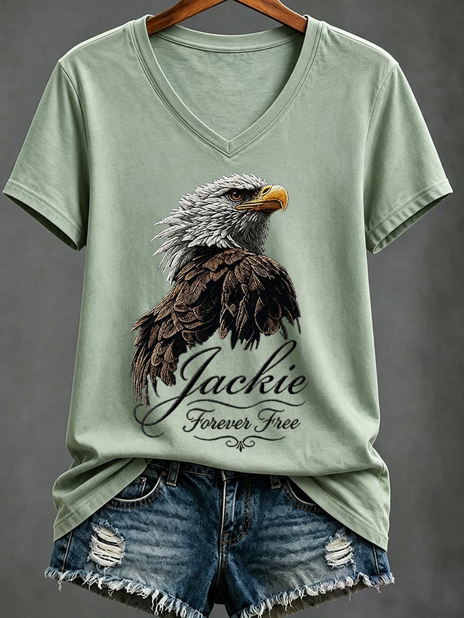 Women's Casual Bald Eagle "Jackie" Print Top