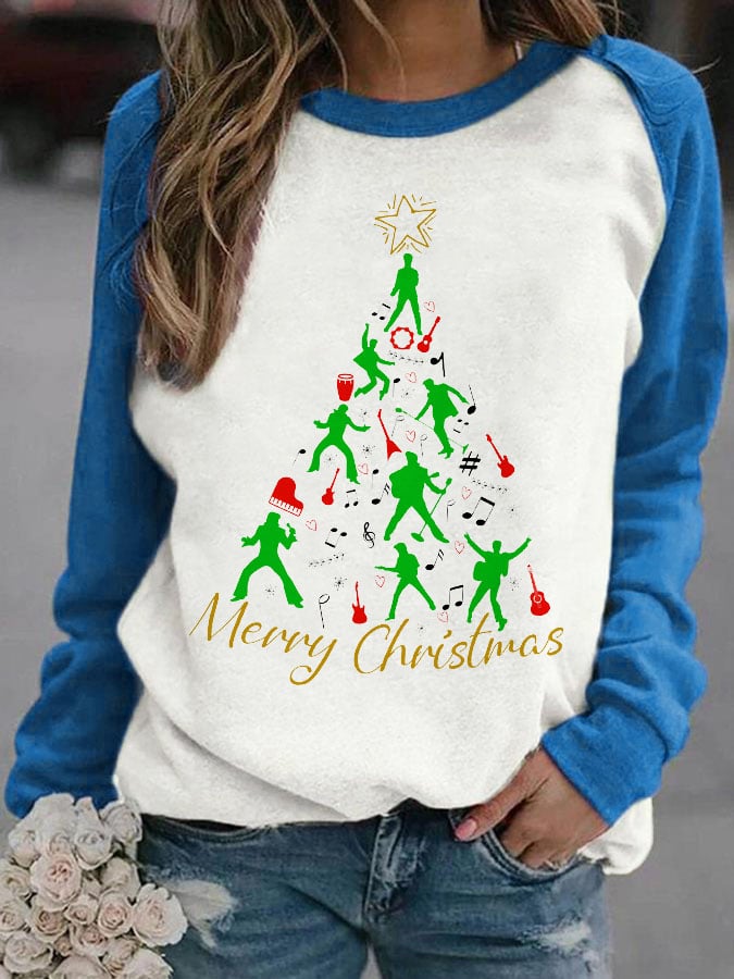 King Of Rock Roll Merry Christmas Print Sweatshirt