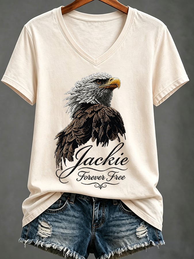 Women's Casual Bald Eagle "Jackie" Print Top