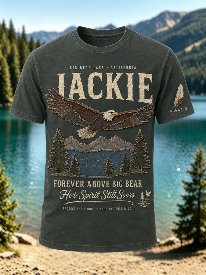 Men'S Casual Bald Eagle "Jackie" Print T-Shirt