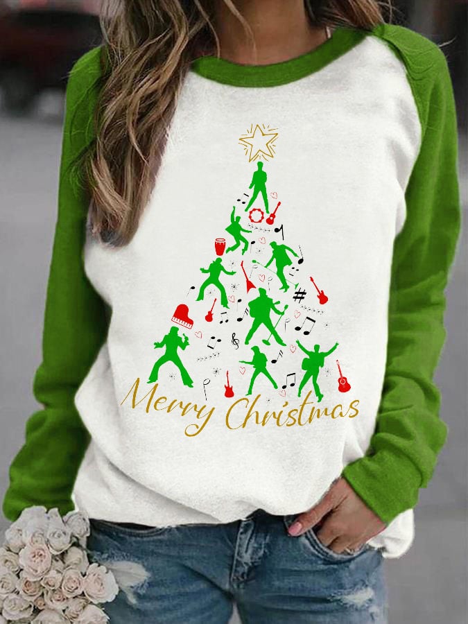 King Of Rock Roll Merry Christmas Print Sweatshirt