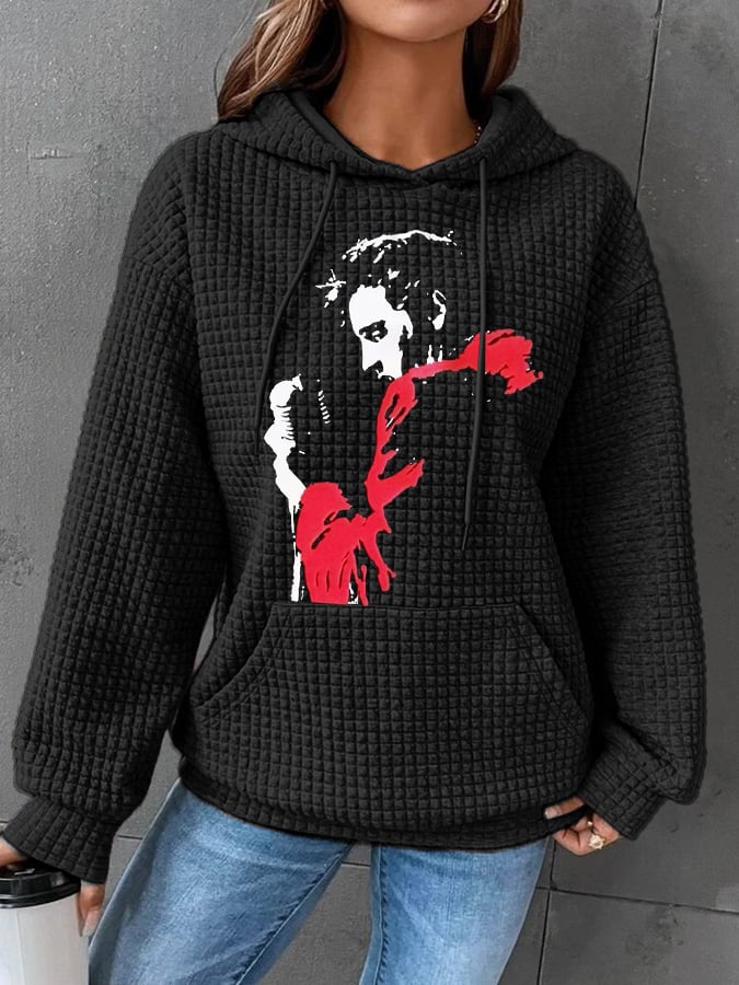 Women's Retro King Of Rock Roll Print Hoodie
