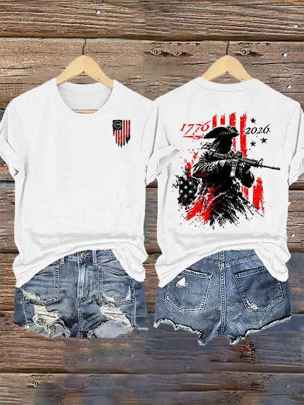 Women's 250th Anniversary Distressed American Flag 2-sided Shirt