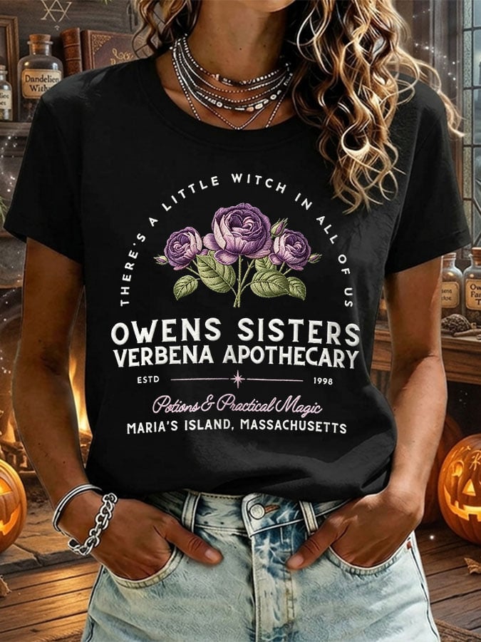 Women's Owens Sisters Apothecary Witch Print Casual T-shirt
