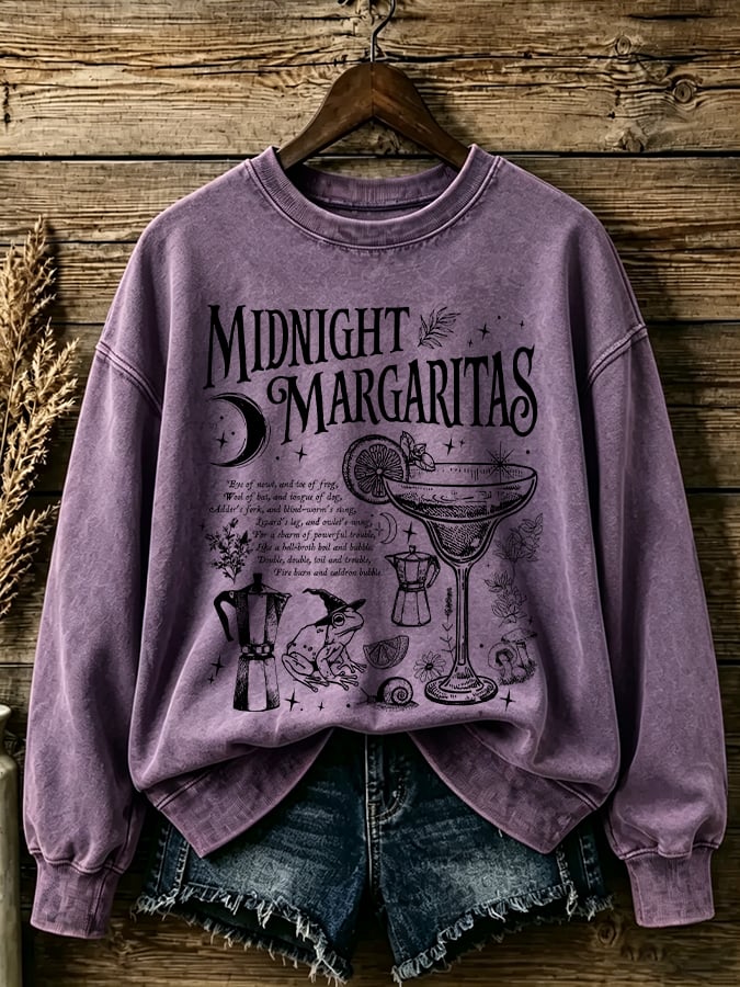 Women's Midnight Margaritas Print Casual Sweatshirt