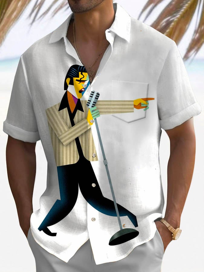 Vacation Music Short Sleeve Pocket Shirt