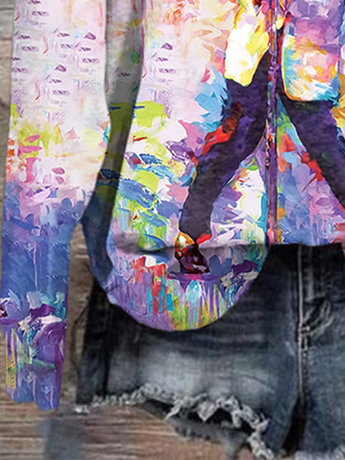 Retro King Of Rock Roll Oil Painting Print Hoodie