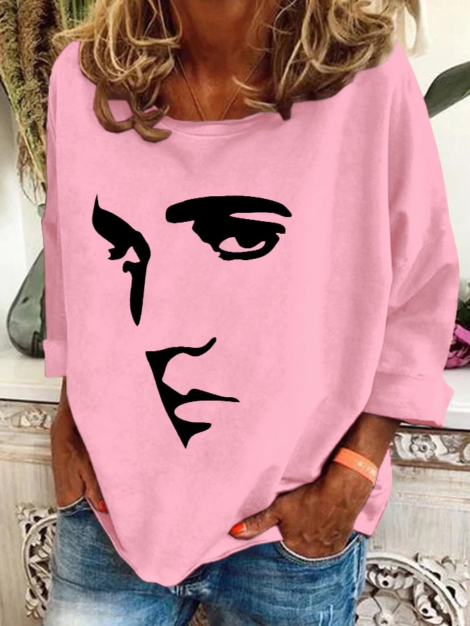 Retro King Of Rock Roll Print Sweatshirt