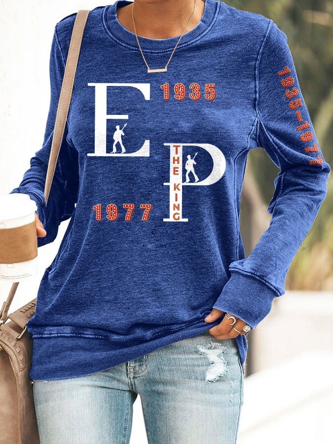 Retro King Of Rock Roll 1935-1977 Print Sweatshirt