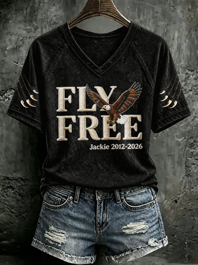 Women's Fly Free Jackie Print Casual T-shirt