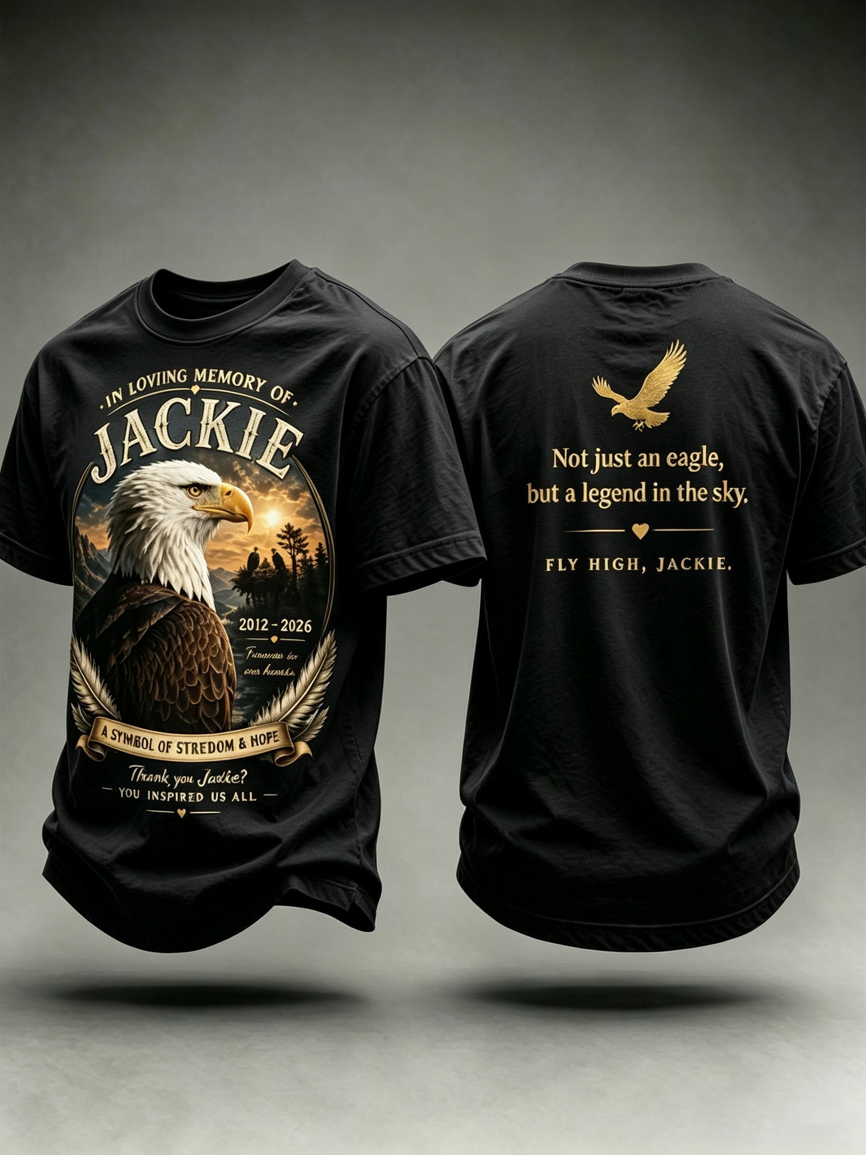 Men's Retro Jackie And Shadow Bald Eagle Printed Casual T-Shirt