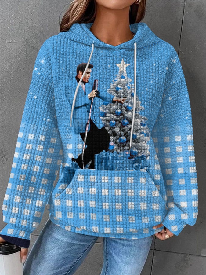 Women's Plaid Gradient Print Hoodie Long Sleeve Sweatshirt