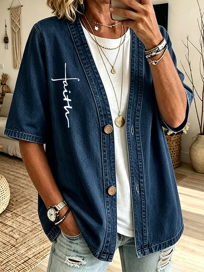 Women's Faith Print Cardigan