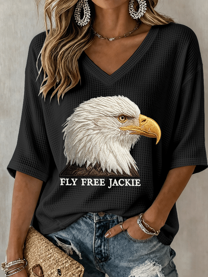 Women's Fly Free Jackie Print V Neck T-Shirt